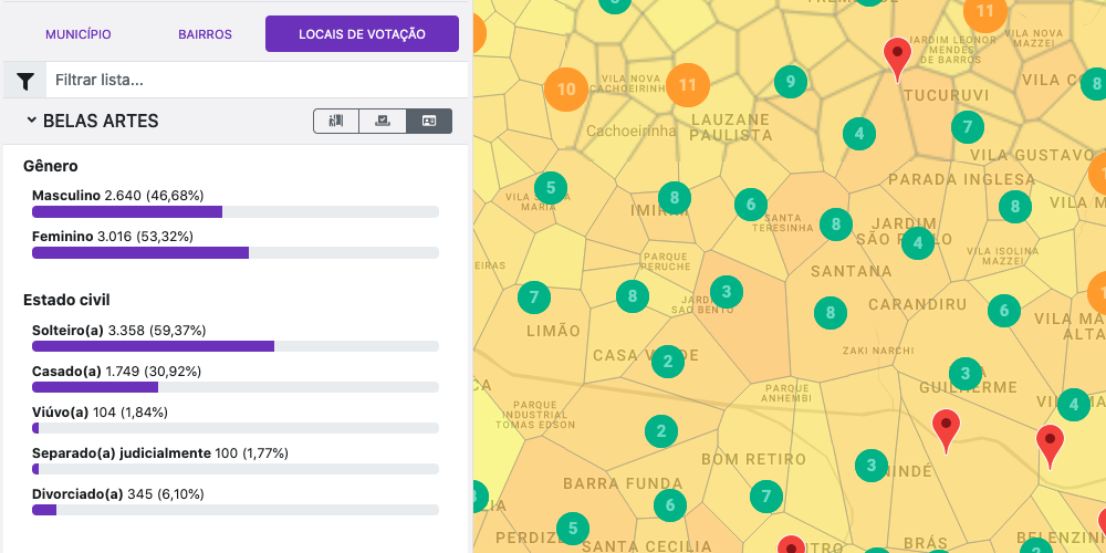 Screenshot ferramenta Mapa do votação